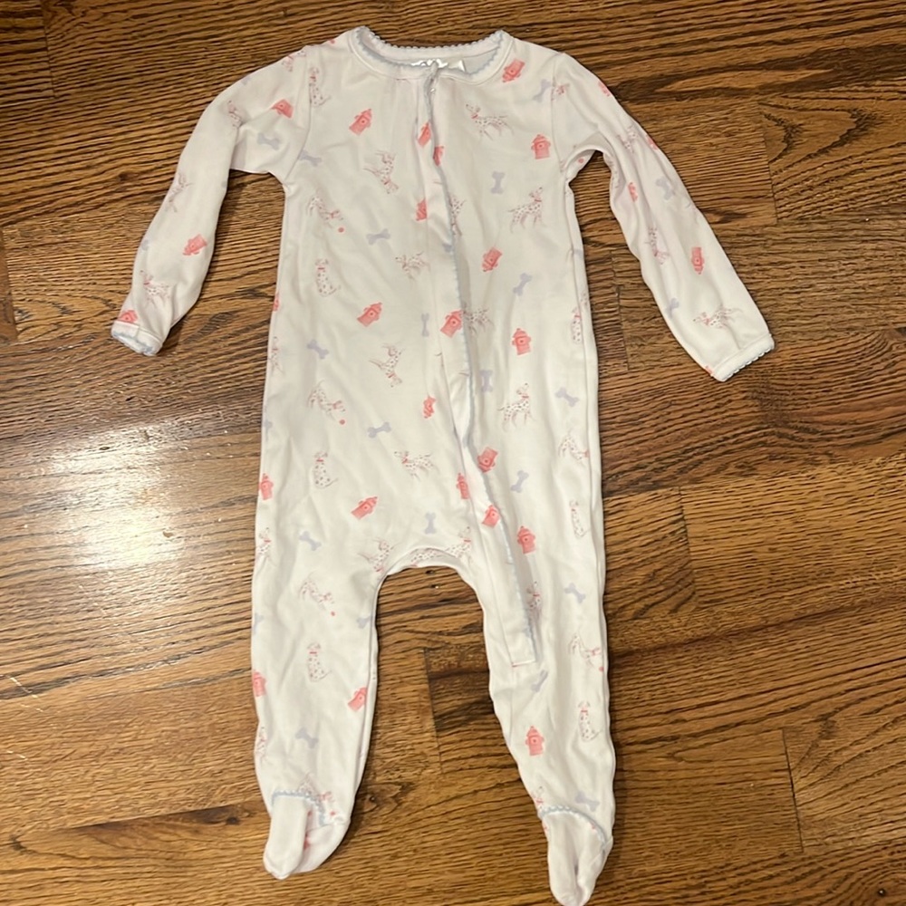 Lavender bow 9 months Dalmatian footie